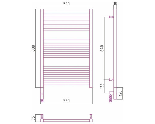 Приобрести Полотенцесушитель электрический 800х500 шампань МЭМ правый Сунержа Модус 3.0 020-5701-8050 в магазине сантехники Santeh-Crystal.ru