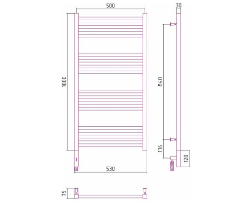 Заказать Полотенцесушитель электрический 1000х500 шампань МЭМ правый Сунержа Модус 3.0 020-5701-1050 в магазине сантехники Santeh-Crystal.ru