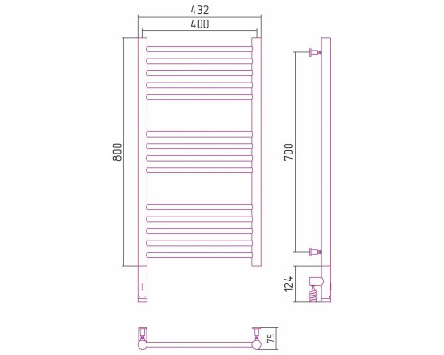 Купить Полотенцесушитель электрический 800х400 состаренная латунь МЭМ левый, перемычка прямая Сунержа Богема 3.0 051-5804-8040 в магазине сантехники Santeh-Crystal.ru