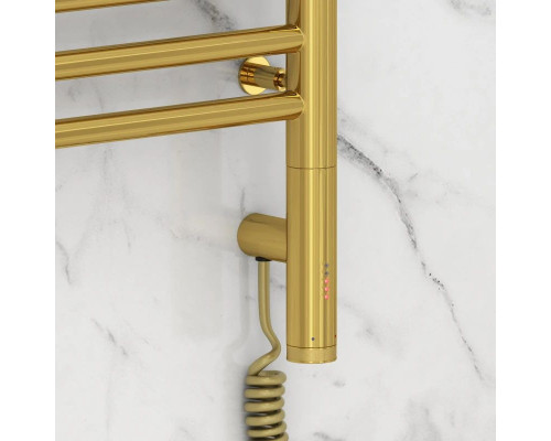 Заказать Полотенцесушитель электрический 800х400 золотой МЭМ правый, перемычка прямая Сунержа Богема 3.0 03-5805-8040 в магазине сантехники Santeh-Crystal.ru