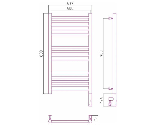 Купить Полотенцесушитель электрический 800х400 состаренная латунь МЭМ правый, перемычка прямая Сунержа Богема 3.0 051-5805-8040 в магазине сантехники Santeh-Crystal.ru