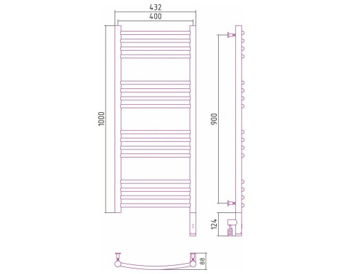 Приобрести Полотенцесушитель электрический 1000х400 темный титан муар МЭМ правый, перемычка выгнутая Сунержа Богема 3.0 15-5803-1040 в магазине сантехники Santeh-Crystal.ru