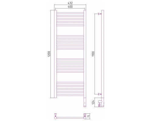 Заказать Полотенцесушитель электрический 1200х400 черный матовый МЭМ правый, перемычка прямая Сунержа Богема 3.0 31-5805-1240 в магазине сантехники Santeh-Crystal.ru
