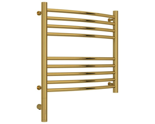 Купить Полотенцесушитель электрический 500х500 золотой МЭМ левый, перемычка выгнутая Сунержа Богема 3.0 03-5802-5050 в магазине сантехники Santeh-Crystal.ru