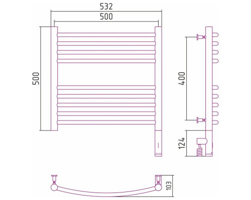 Приобрести Полотенцесушитель электрический 500х500 состаренная бронза МЭМ правый, перемычка выгнутая Сунержа Богема 3.0 05-5803-5050 в магазине сантехники Santeh-Crystal.ru