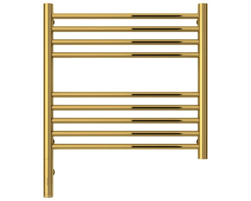 Заказать Полотенцесушитель электрический 500х500 золотой МЭМ левый, перемычка прямая Сунержа Богема 3.0 03-5804-5050 в магазине сантехники Santeh-Crystal.ru