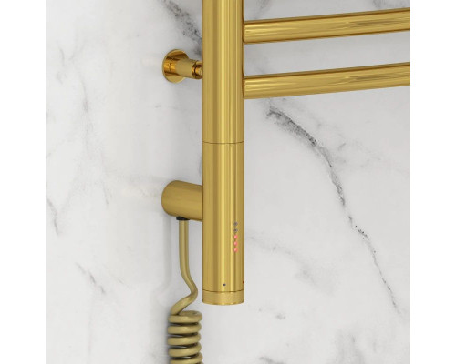 Купить Полотенцесушитель электрический 600х500 золотой МЭМ левый, перемычка выгнутая Сунержа Богема 3.0 03-5802-6050 в магазине сантехники Santeh-Crystal.ru