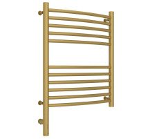 Полотенцесушитель электрический 600х500 золотой матовый МЭМ левый, перемычка выгнутая Сунержа Богема 3.0 032-5802-6050