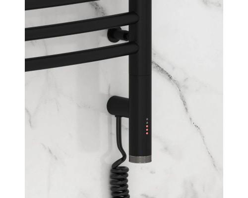 Купить Полотенцесушитель электрический 800х500 черный матовый МЭМ правый, перемычка выгнутая Сунержа Богема 3.0 31-5803-8050 в магазине сантехники Santeh-Crystal.ru