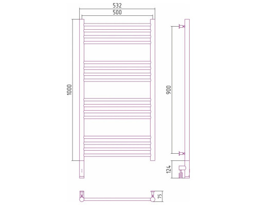Приобрести Полотенцесушитель электрический 1000х500 золотой МЭМ левый, перемычка прямая Сунержа Богема 3.0 03-5804-1050 в магазине сантехники Santeh-Crystal.ru