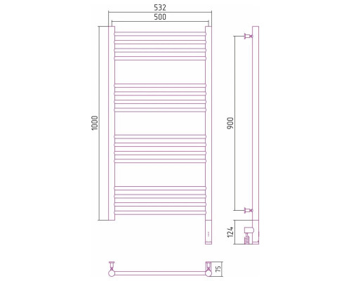 Заказать Полотенцесушитель электрический 1000х500 состаренная бронза МЭМ правый, перемычка прямая Сунержа Богема 3.0 05-5805-1050 в магазине сантехники Santeh-Crystal.ru