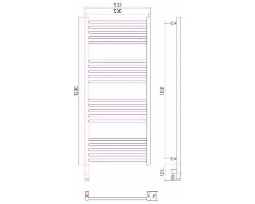 Заказать Полотенцесушитель электрический 1200х500 состаренная бронза МЭМ левый, перемычка прямая Сунержа Богема 3.0 05-5804-1250 в магазине сантехники Santeh-Crystal.ru