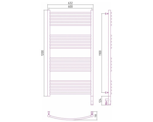 Приобрести Полотенцесушитель электрический 1200х600 белый матовый МЭМ правый, перемычка выгнутая Сунержа Богема 3.0 30-5803-1260 в магазине сантехники Santeh-Crystal.ru