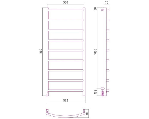 Приобрести Полотенцесушитель электрический 1200х500 белый глянец МЭМ левый Сунержа Галант 4.0 12-0830-1250 в магазине сантехники Santeh-Crystal.ru