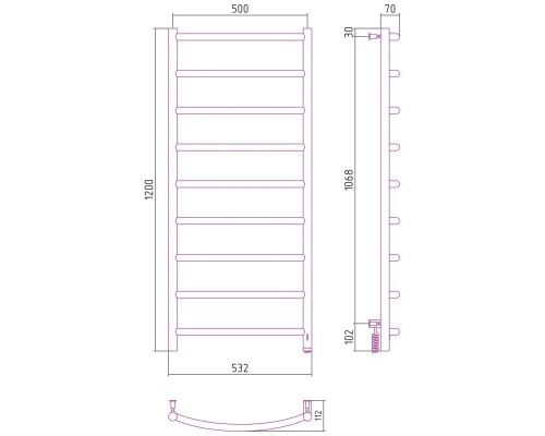 Купить Полотенцесушитель электрический 1200х500 белый глянец МЭМ правый Сунержа Галант 4.0 12-0831-1250 в магазине сантехники Santeh-Crystal.ru