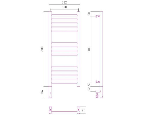 Заказать Полотенцесушитель электрический 800х300 темный титан муар МЭМ левый, перемычка прямая Сунержа Богема 3.0 15-5804-8030 в магазине сантехники Santeh-Crystal.ru