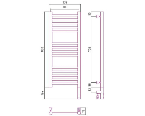 Заказать Полотенцесушитель электрический 800х300 белый матовый МЭМ правый, перемычка прямая Сунержа Богема 3.0 30-5805-8030 в магазине сантехники Santeh-Crystal.ru