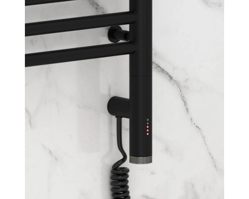 Заказать Полотенцесушитель электрический 800х300 черный матовый МЭМ правый, перемычка прямая Сунержа Богема 3.0 31-5805-8030 в магазине сантехники Santeh-Crystal.ru