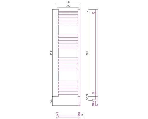 Заказать Полотенцесушитель электрический 1200х300 золотой матовый МЭМ правый, перемычка прямая Сунержа Богема 3.0 032-5805-1230 в магазине сантехники Santeh-Crystal.ru