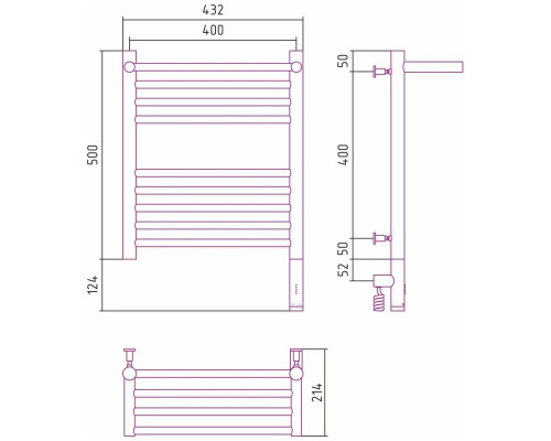 Приобрести Полотенцесушитель электрический 500х400 состаренная латунь МЭМ правый Сунержа Богема с полкой 3.0 051-5807-5040 в магазине сантехники Santeh-Crystal.ru