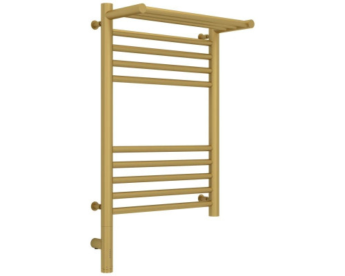 Приобрести Полотенцесушитель электрический 600х400 золотой матовый МЭМ левый Сунержа Богема с полкой 3.0 032-5806-6040 в магазине сантехники Santeh-Crystal.ru