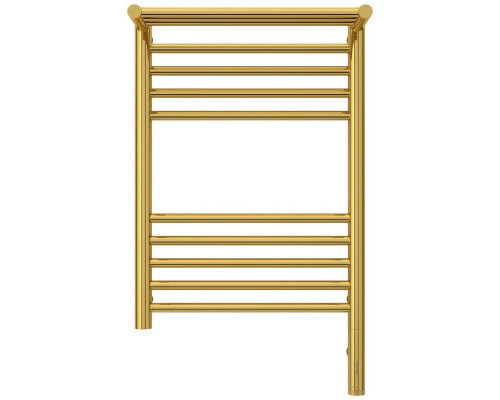 Купить Полотенцесушитель электрический 600х400 золотой МЭМ правый Сунержа Богема с полкой 3.0 03-5807-6040 в магазине сантехники Santeh-Crystal.ru
