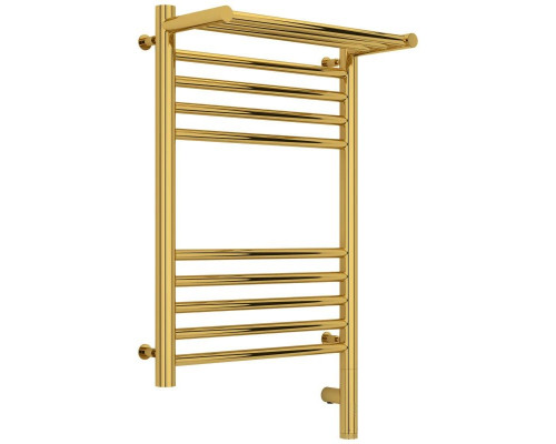 Купить Полотенцесушитель электрический 600х400 золотой МЭМ правый Сунержа Богема с полкой 3.0 03-5807-6040 в магазине сантехники Santeh-Crystal.ru