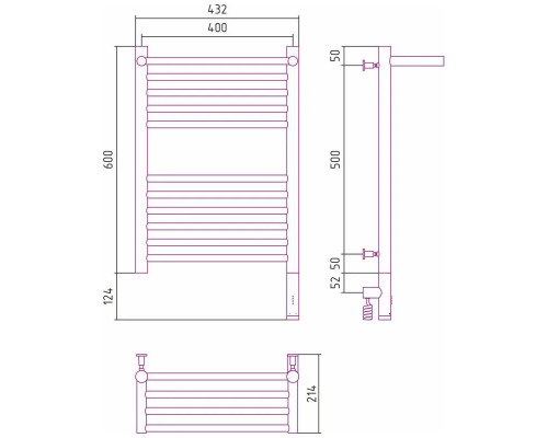 Заказать Полотенцесушитель электрический 600х400 состаренная латунь МЭМ правый Сунержа Богема с полкой 3.0 051-5807-6040 в магазине сантехники Santeh-Crystal.ru