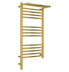Полотенцесушитель электрический 800х400 золотой МЭМ левый Сунержа Богема с полкой 3.0 03-5806-8040