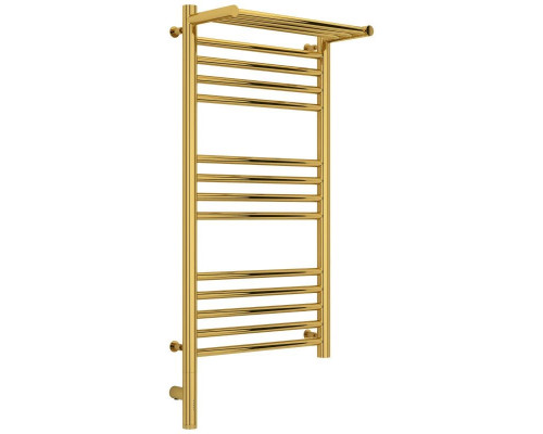 Приобрести Полотенцесушитель электрический 800х400 золотой МЭМ левый Сунержа Богема с полкой 3.0 03-5806-8040 в магазине сантехники Santeh-Crystal.ru