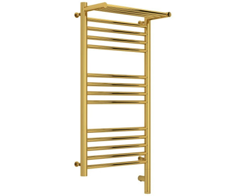 Приобрести Полотенцесушитель электрический 800х400 золотой МЭМ правый Сунержа Богема с полкой 3.0 03-5807-8040 в магазине сантехники Santeh-Crystal.ru