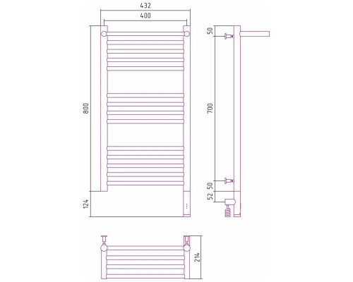 Купить Полотенцесушитель электрический 800х400 cостаренная латунь МЭМ правый Сунержа Богема с полкой 3.0 051-5807-8040 в магазине сантехники Santeh-Crystal.ru