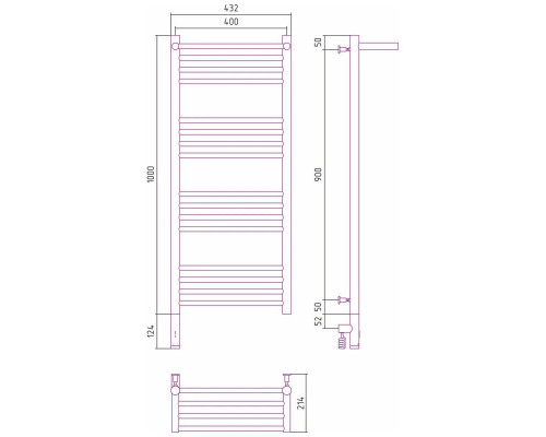 Заказать Полотенцесушитель электрический 1000х400 шампань МЭМ левый Сунержа Богема с полкой 3.0 020-5806-1040 в магазине сантехники Santeh-Crystal.ru