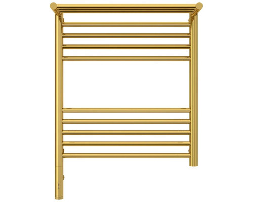 Заказать Полотенцесушитель электрический 600х500 золотой МЭМ левый Сунержа Богема с полкой 3.0 03-5806-6050 в магазине сантехники Santeh-Crystal.ru