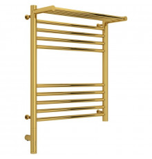 Полотенцесушитель электрический 600х500 золотой МЭМ левый Сунержа Богема с полкой 3.0 03-5806-6050