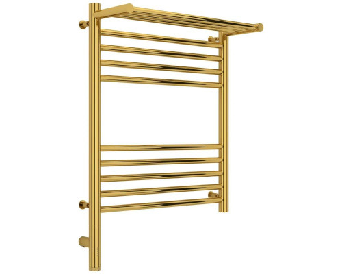 Заказать Полотенцесушитель электрический 600х500 золотой МЭМ левый Сунержа Богема с полкой 3.0 03-5806-6050 в магазине сантехники Santeh-Crystal.ru