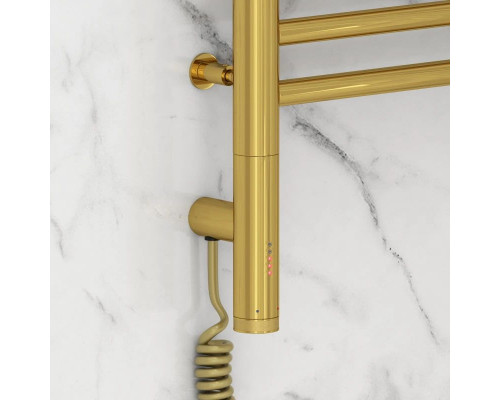 Приобрести Полотенцесушитель электрический 800х500 золотой МЭМ левый Сунержа Богема с полкой 3.0 03-5806-8050 в магазине сантехники Santeh-Crystal.ru