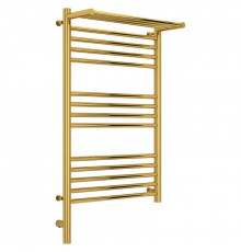 Полотенцесушитель электрический 800х500 золотой МЭМ левый Сунержа Богема с полкой 3.0 03-5806-8050
