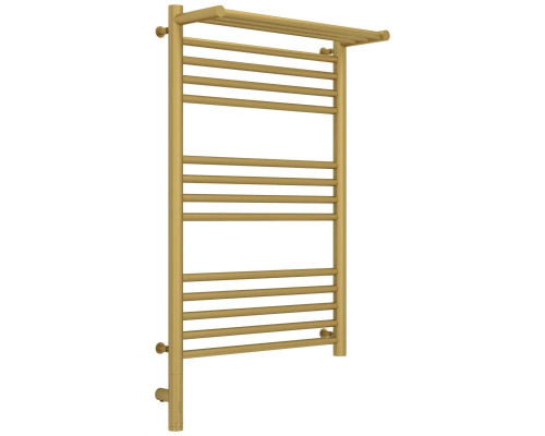 Заказать Полотенцесушитель электрический 800х500 золотой матовый МЭМ левый Сунержа Богема с полкой 3.0 032-5806-8050 в магазине сантехники Santeh-Crystal.ru