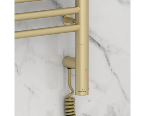 Купить Полотенцесушитель электрический 800х500 шампань матовая МЭМ правый Сунержа Богема с полкой 3.0 022-5807-8050 в магазине сантехники Santeh-Crystal.ru