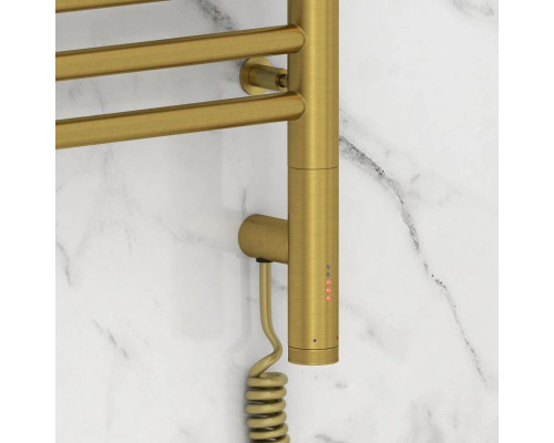 Купить Полотенцесушитель электрический 800х500 состаренная латунь МЭМ правый Сунержа Богема с полкой 3.0 051-5807-8050 в магазине сантехники Santeh-Crystal.ru