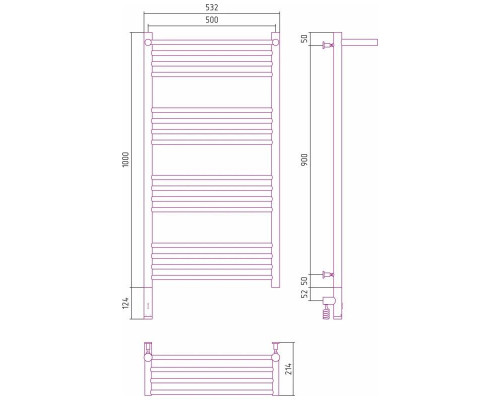 Купить Полотенцесушитель электрический 1000х500 МЭМ левый Сунержа Богема с полкой 3.0 00-5806-1050 в магазине сантехники Santeh-Crystal.ru