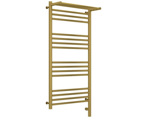 Купить Полотенцесушитель электрический 1000х500 состаренная латунь МЭМ правый Сунержа Богема с полкой 3.0 051-5807-1050 в магазине сантехники Santeh-Crystal.ru