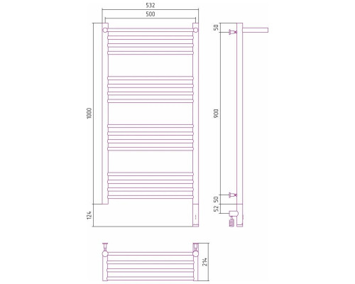 Купить Полотенцесушитель электрический 1000х500 белый глянец МЭМ правый Сунержа Богема с полкой 3.0 12-5807-1050 в магазине сантехники Santeh-Crystal.ru