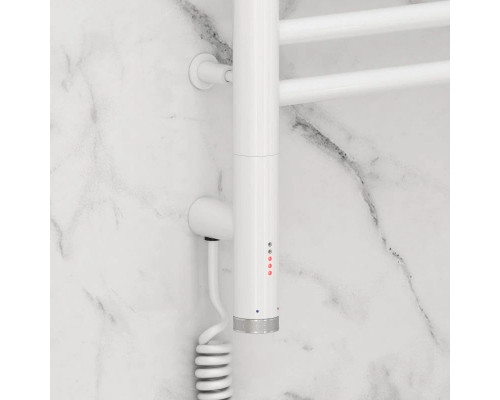 Заказать Полотенцесушитель электрический 1200х500 белый глянец МЭМ левый Сунержа Богема с полкой 3.0 12-5808-1250 в магазине сантехники Santeh-Crystal.ru