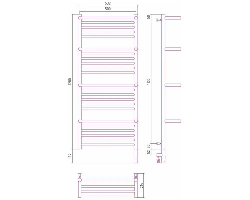 Купить Полотенцесушитель электрический 1200х500 МЭМ правый Сунержа Богема с полкой 3.0 00-5809-1250 в магазине сантехники Santeh-Crystal.ru