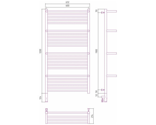 Приобрести Полотенцесушитель электрический 1200х600 золотой МЭМ левый Сунержа Богема с полкой 3.0 03-5808-1260 в магазине сантехники Santeh-Crystal.ru