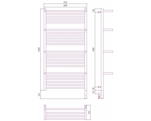 Заказать Полотенцесушитель электрический 1200х600 золотой МЭМ правый Сунержа Богема с полкой 3.0 03-5809-1260 в магазине сантехники Santeh-Crystal.ru