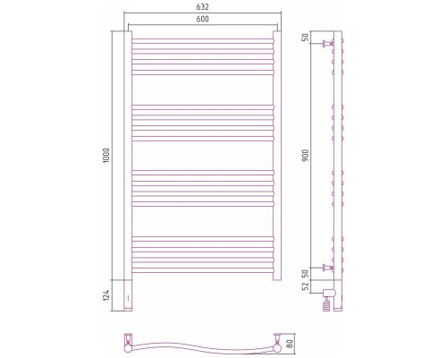 Заказать Полотенцесушитель электрический 1000х600 черный матовый МЭМ левый Сунержа Флюид 3.0 31-5820-1060 в магазине сантехники Santeh-Crystal.ru