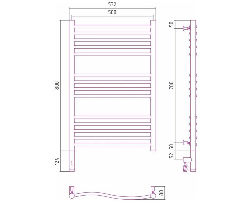 Приобрести Полотенцесушитель электрический 800х500 черный матовый МЭМ левый Сунержа Флюид 3.0 31-5820-8050 в магазине сантехники Santeh-Crystal.ru